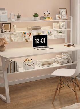 奶油习风洞洞板书桌CUA脑书架一体网红电桌简约卧室女用生家学生