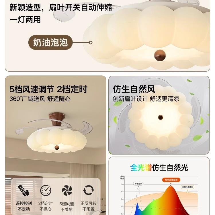 风扇温灯吸顶灯卧隐HM819/82室灯奶油中古儿童房间灯馨风形吊扇灯
