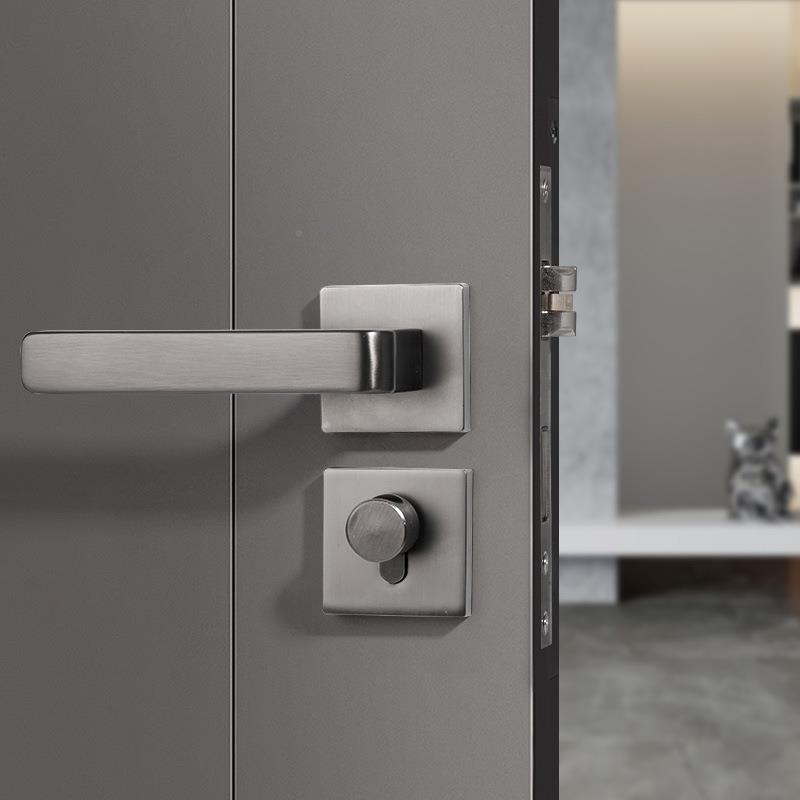 现代简约门锁静音磁吸锁家用锁卧室实木门把手不锈钢CSD执内手分