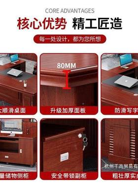 油漆办公桌老板桌大班组台办室公经桌新中式总理裁SYRD-LBZ桌子主