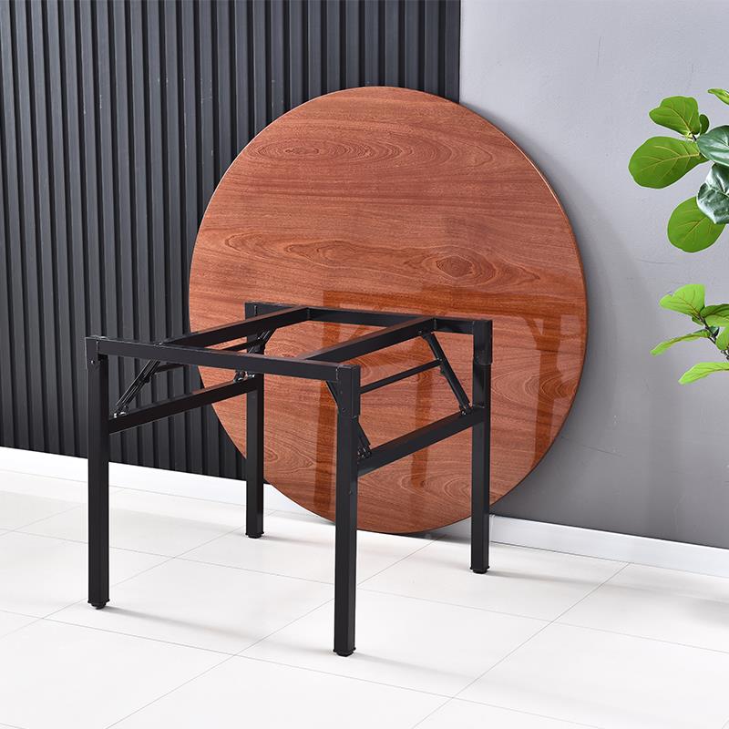 9折F76TH9J8C加厚大实圆桌面圆形桌子可叠家用带转盘酒饭店餐桌店