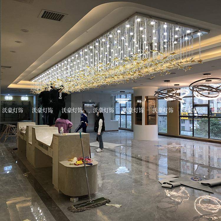 酒工程灯蝶18130售店楼处馆大厅海星枫叶蝴飞鸟石头艺术宾前台吊