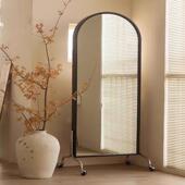 实木衣镜全身镜落地用试衣镜家子穿卧VDS室可移镜动带杂志架