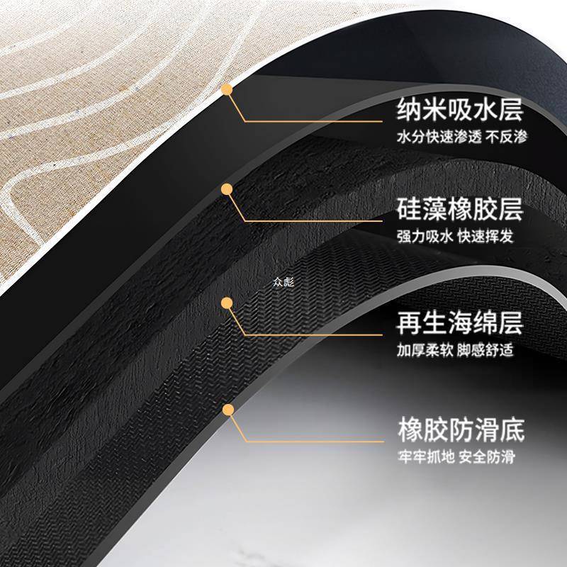 扇形厨房硅藻泥地垫可擦免洗防油垫子防滑吸水脚垫感美式地赵
