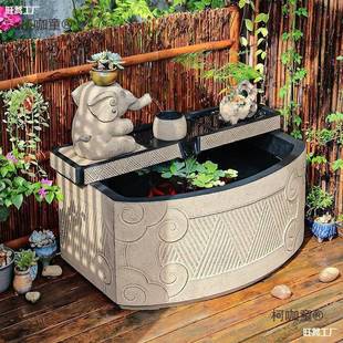 循环院水花流NOQ水景观布置石坊户外喷泉阳台外假山陋室瀑麦太庭