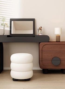 妆台斗柜一体奶风加厚小户型新EIR款翻梳木盖化妆镜实可伸油缩化