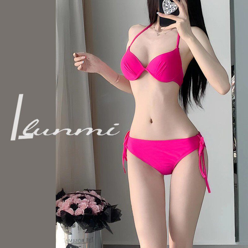 LunMi纶蜜2024比基尼泳衣女新款性感聚拢三件套显瘦辣妹度假泳装