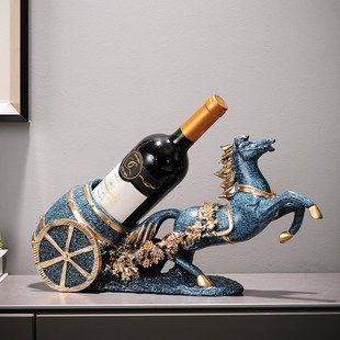 创意餐边柜红酒架摆件马到成功现代轻奢家居酒柜电视柜装饰品美式