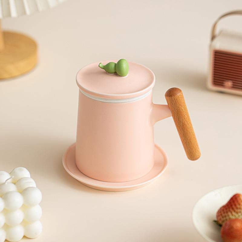 陶瓷泡茶杯茶水分离杯高颜值女士个人专用创意办公室喝茶马克杯