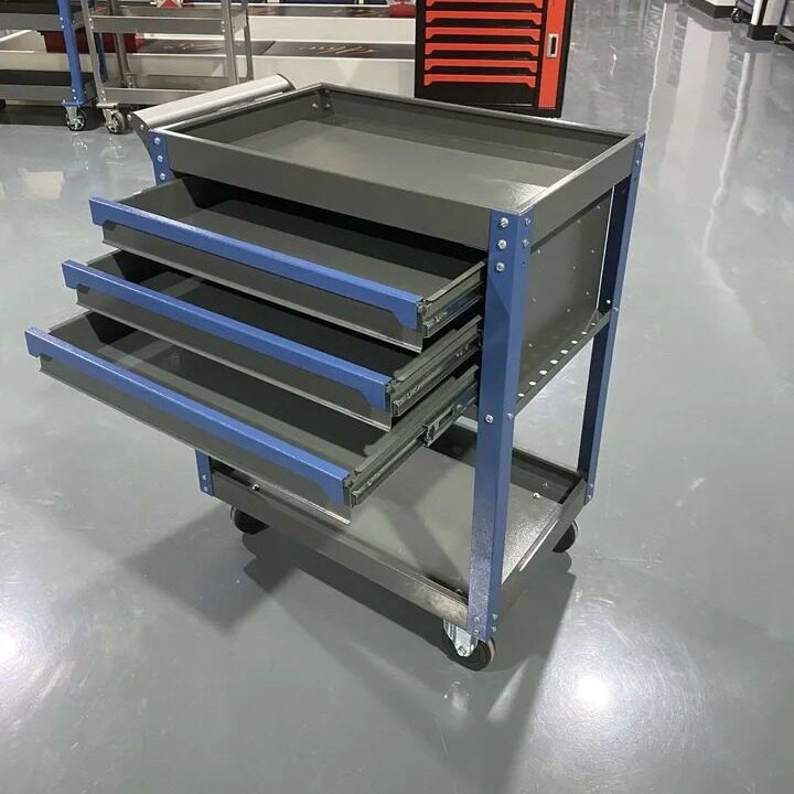 加工汽修维修工具车三层手推车带锁带门柜抽屉式小推车车间工具车