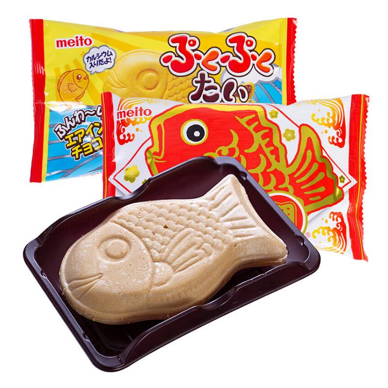 名糖鱼形夹心饼干威化巧克力福鲷鱼烧乳酸菌日本毕业进口儿童零食