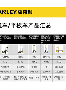 史丹利手推车平板车多功能折叠搬货便携爬楼STST0585T工具筐