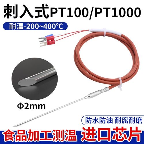PT100铂热电阻针头刺入式温度传感器尖头斜角温度探头食品专用