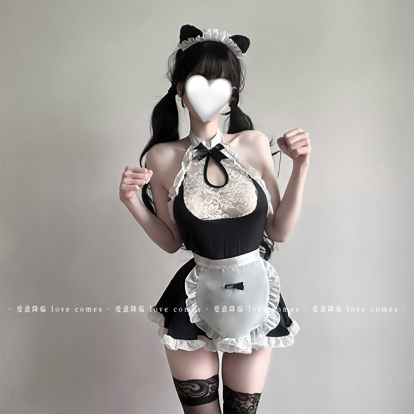 尤珍「夜间私语」性感睡裙女仆cos装服蕾丝纯欲qqny内衣趣情制服