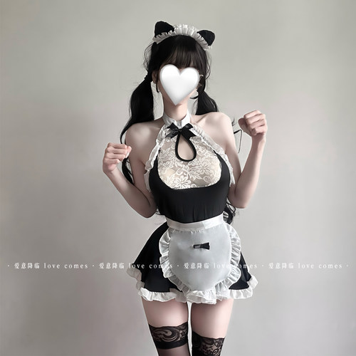 尤珍「夜间私语」性感睡裙女仆cos装服蕾丝纯欲qqny内衣趣情制服