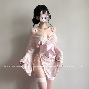 尤珍~甜美性感睡衣女仆开襟日系和服制服薄款纯欲趣情家居服套装