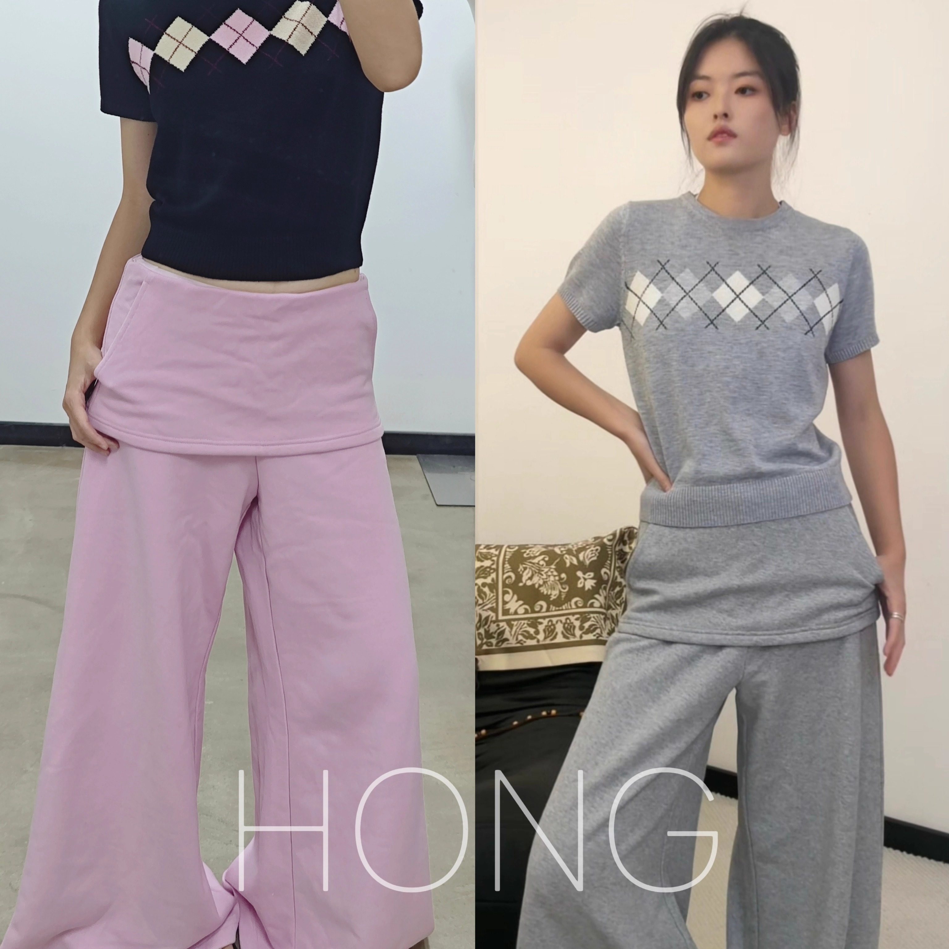 广州红姐“袋鼠”卫裤 可束脚阔腿裙裤 黑色/花灰/浅粉/藏蓝