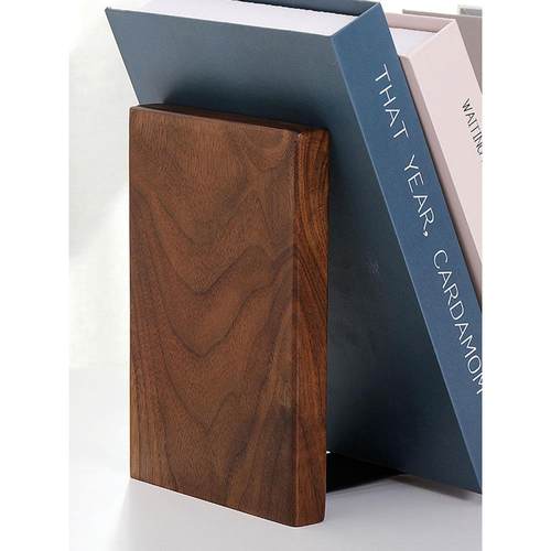 黑胡桃实木书架边框书夹固定书托垂直书托桌面加厚学生书托