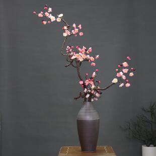 新中式复古陶瓷花瓶仿真梅花干枝腊梅假花摆件酒店家居装饰促销