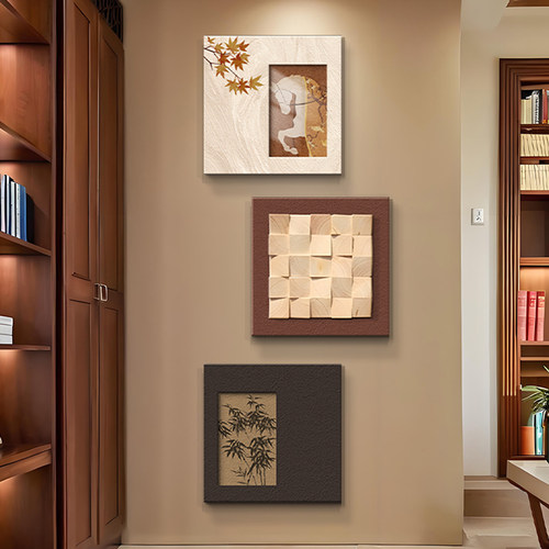 中古风马到成功玄关装饰画