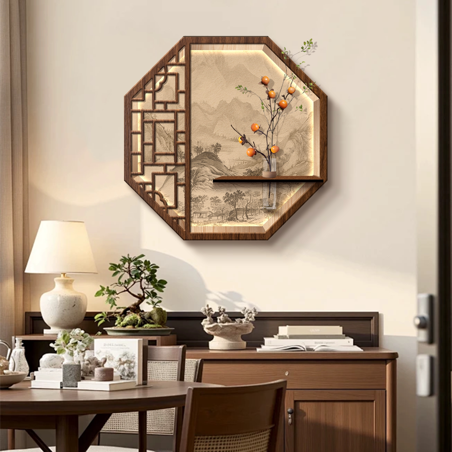 宋代美学茶室氛围布置挂画新中式玄关背景墙面壁画复古灯画装饰画