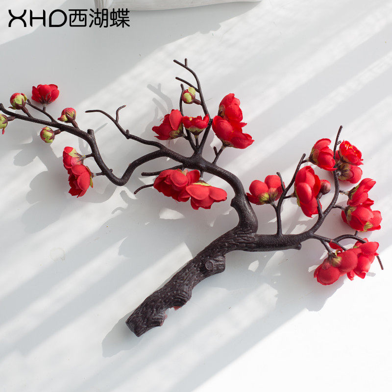 新中式仿真花腊梅客厅花艺摆件茶几桌面插花假花绢花干花梅花中式