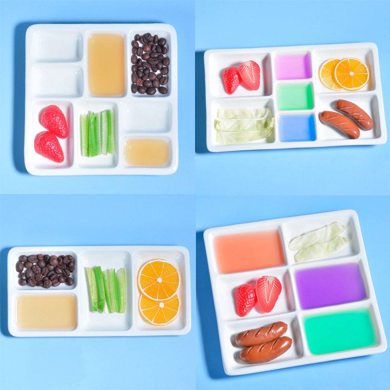 调料分格盘陶瓷烤鸭酱料多格盘分格盘子调料碟画画调色盘蘸料盘四