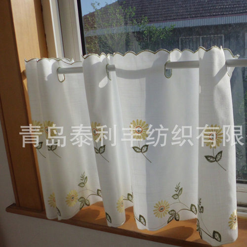 防水短帘布艺半帘窗帘子定制厨房卫生间橱柜帘飘窗帘免打孔遮挡帘