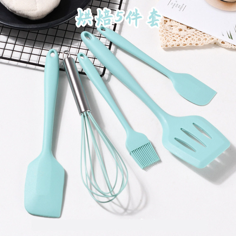 儿童迷你真煮硅胶厨具套装家用小厨房不粘锅硅胶锅铲漏勺烘焙工具