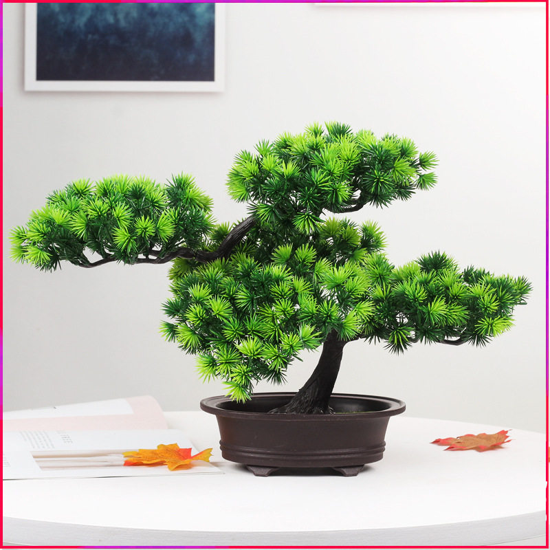 仿真植物盆栽室内装饰假花松树家居客厅绿植塑料小摆件迎客松盆景