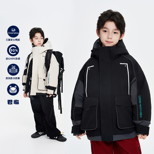 【君临】魔霸眼睛男童连帽羽绒服儿童2025冬季外套冲锋衣中大童潮