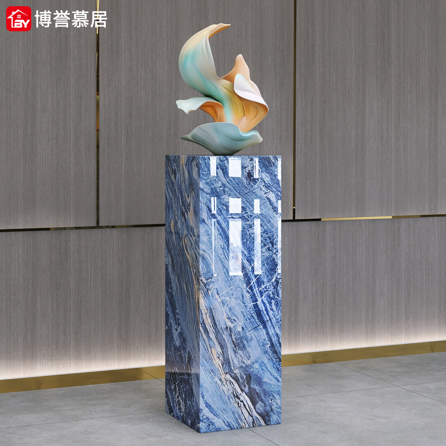 T9圣玛丽海景大理石底座丨增高轻奢落地客厅酒店装饰摆件底座