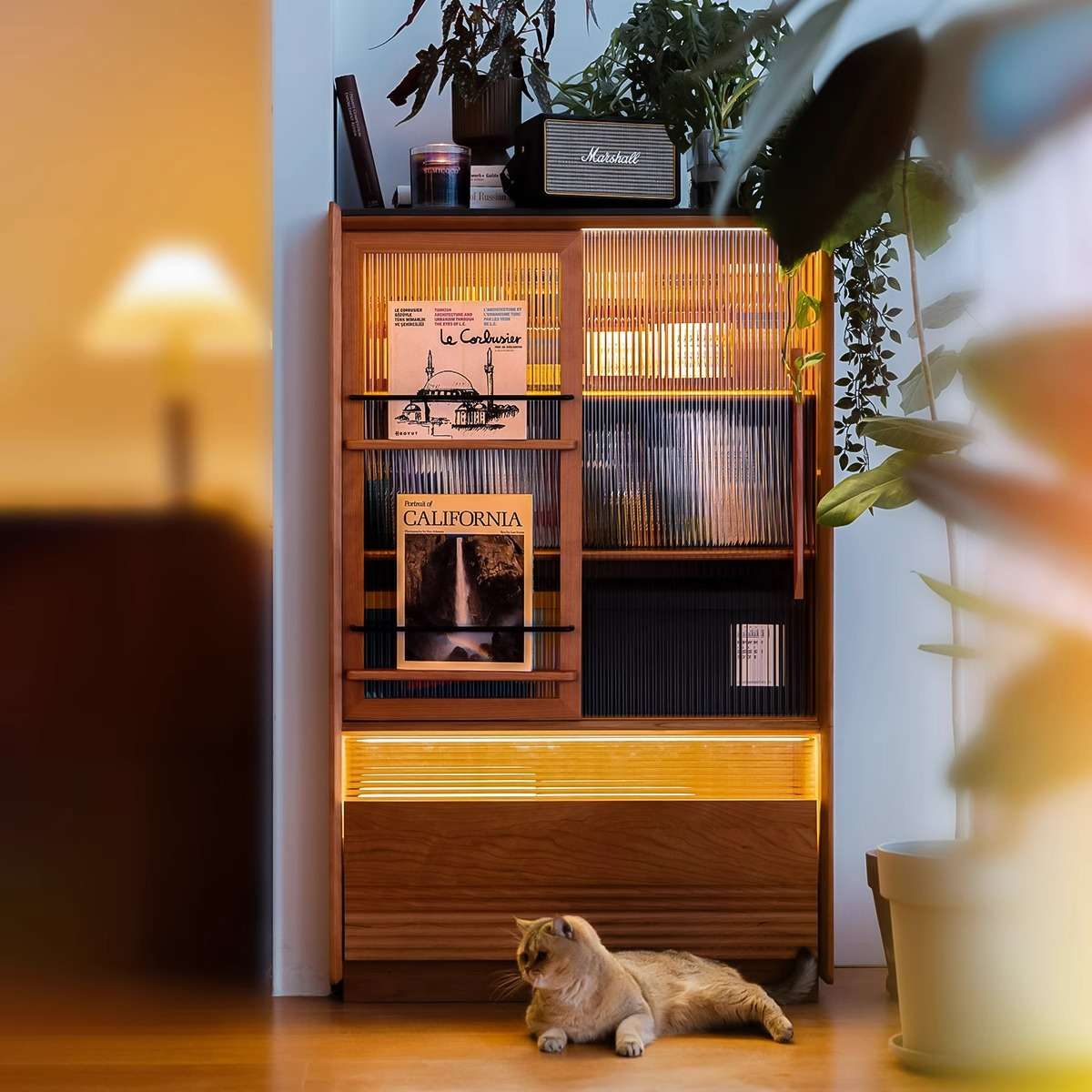 大小留岩边柜电视柜旁储物柜客厅樱桃木收纳柜靠墙实木柜子置物柜