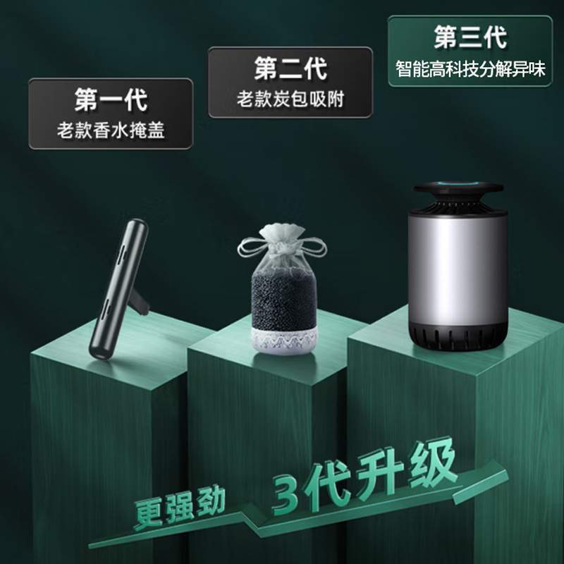 龙搏康家用冰箱除味厨房卫生间清新办公室车载桌面空气净化器静音