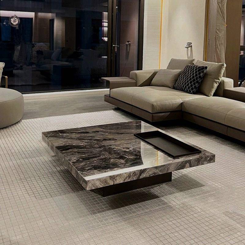 轻奢意式极简方形岩板茶几简约现代大小户型客厅家用设计师高级感