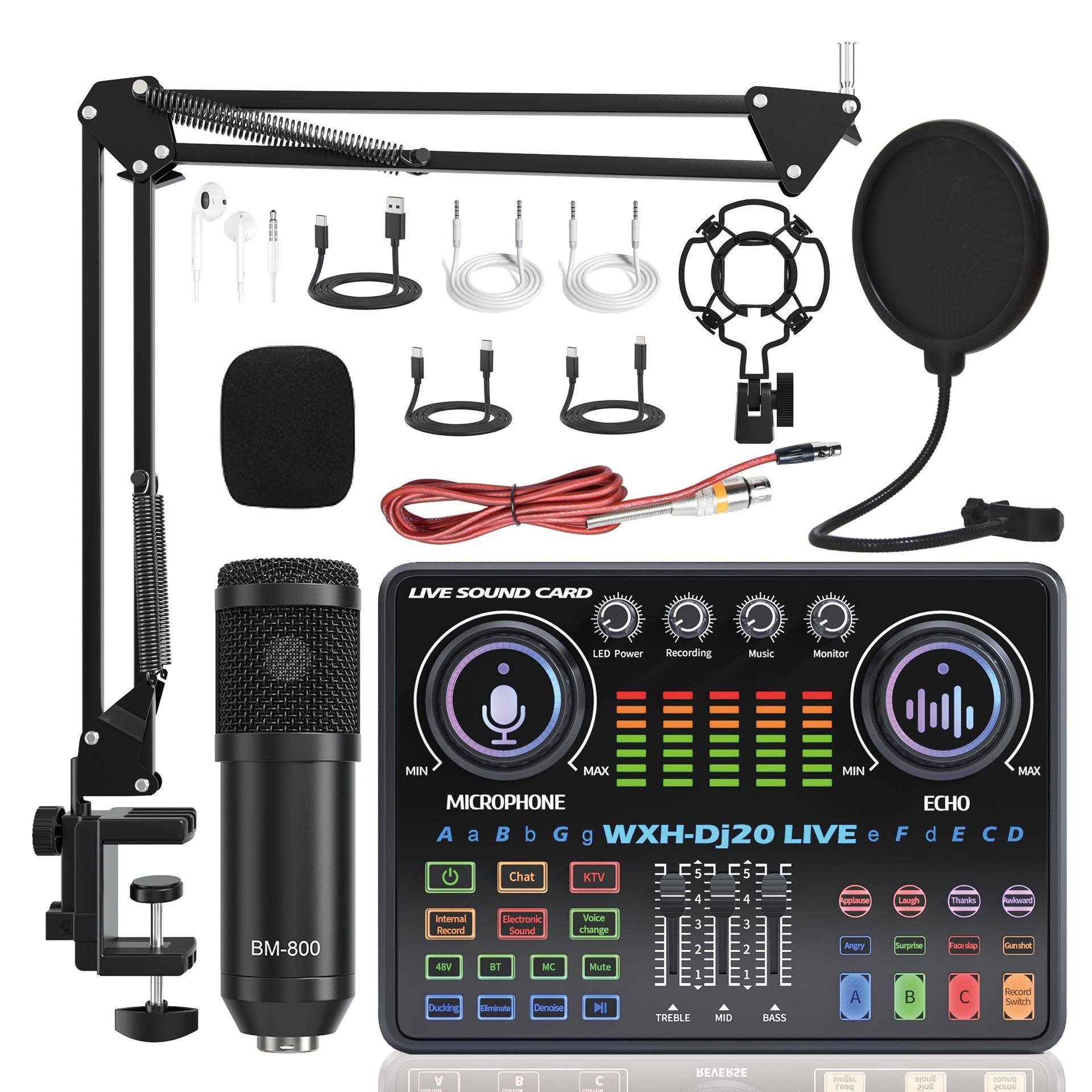 DJ20直播声卡48V麦克风手机电脑即插即用主播设备降噪户外便携