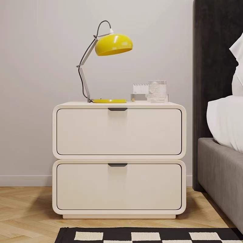 床头柜实木简约现代2024新款奶油风床边柜小卧室家用免安装置物架