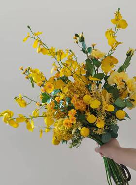 M373黄色森系手札花束仿真花绢花假花品样板间玄关
