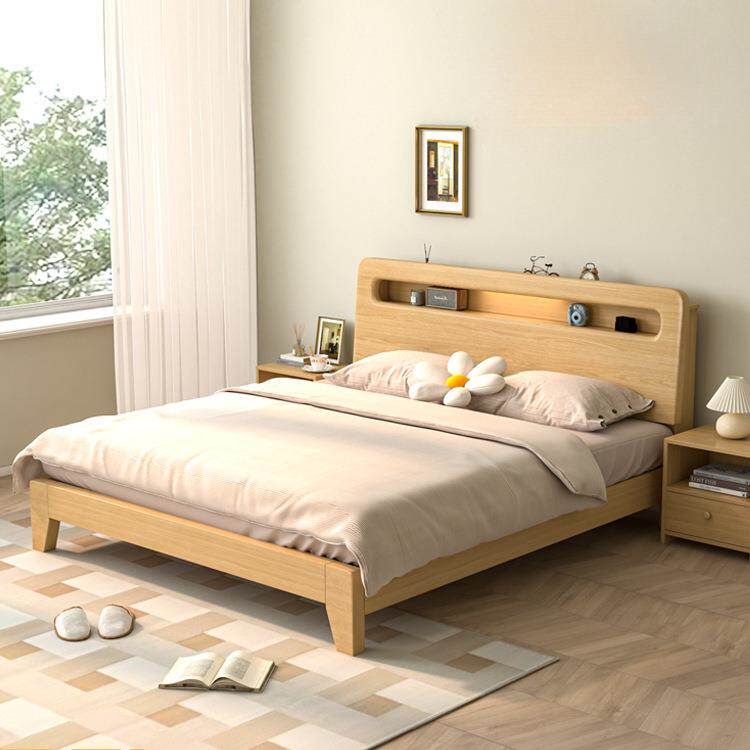 实木床简约现代1.5米双人床主卧出租房家用经济型1.2米单人床架