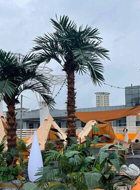 仿真椰子树假椰树大型室内外商场装饰玻璃钢棕榈树人字皮椰子树