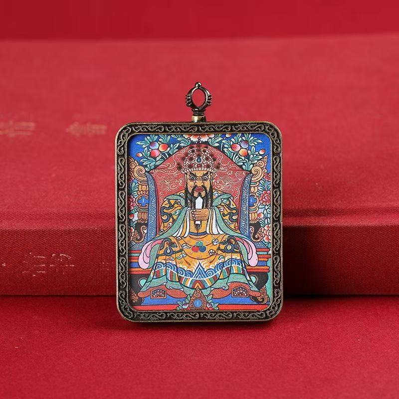 五爷唐卡西藏唐卡吊坠项链龙五爷药师佛唐卡生肖项链文殊平安挂坠