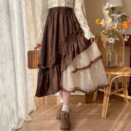 不规则中长款A字裙Irregular midi skirt, mid length cake skirt