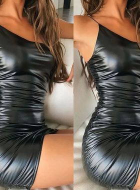 Solid color tight fitting hip hugging dres纯色紧身包臀连衣裙