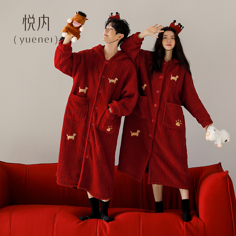 【商场同款】悦内情侣法兰绒睡袍