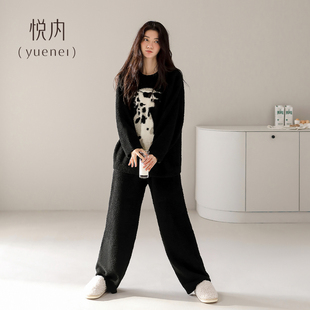 悦内半边绒睡衣女士冬季 珊瑚绒保暖加绒家居服可外穿斑点狗 秋冬款