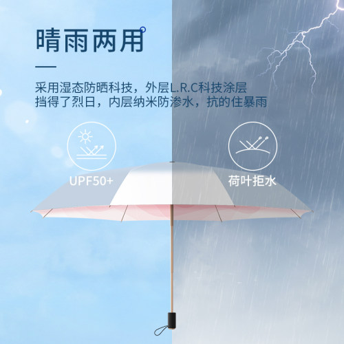 钛银高倍防晒遮阳伞 晴雨两用便携折叠伞 UPF2000+防紫外线伞 六