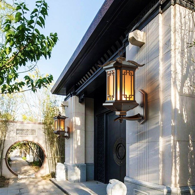 新中式户外壁灯防水庭院灯阳x台外墙灯超亮室外花园别墅大门两侧,家装灯饰光源,户外壁灯,淘宝优惠券,粉丝福利购,淘宝优惠卷