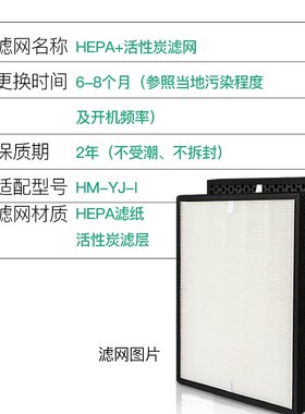 适配中脉颐净负离子空气净化器滤网HM-YJ-I型KJ310F-YVJ01滤芯家