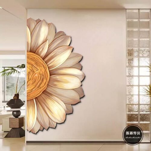 向日葵太阳花玄关装饰画客厅挂画创意壁灯入户正对门Y走廊过道壁