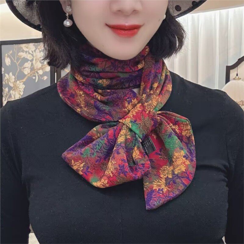 秋冬保暖女士围巾多功能澳绒棉质护颈围脖百搭洋气小丝巾气质百搭